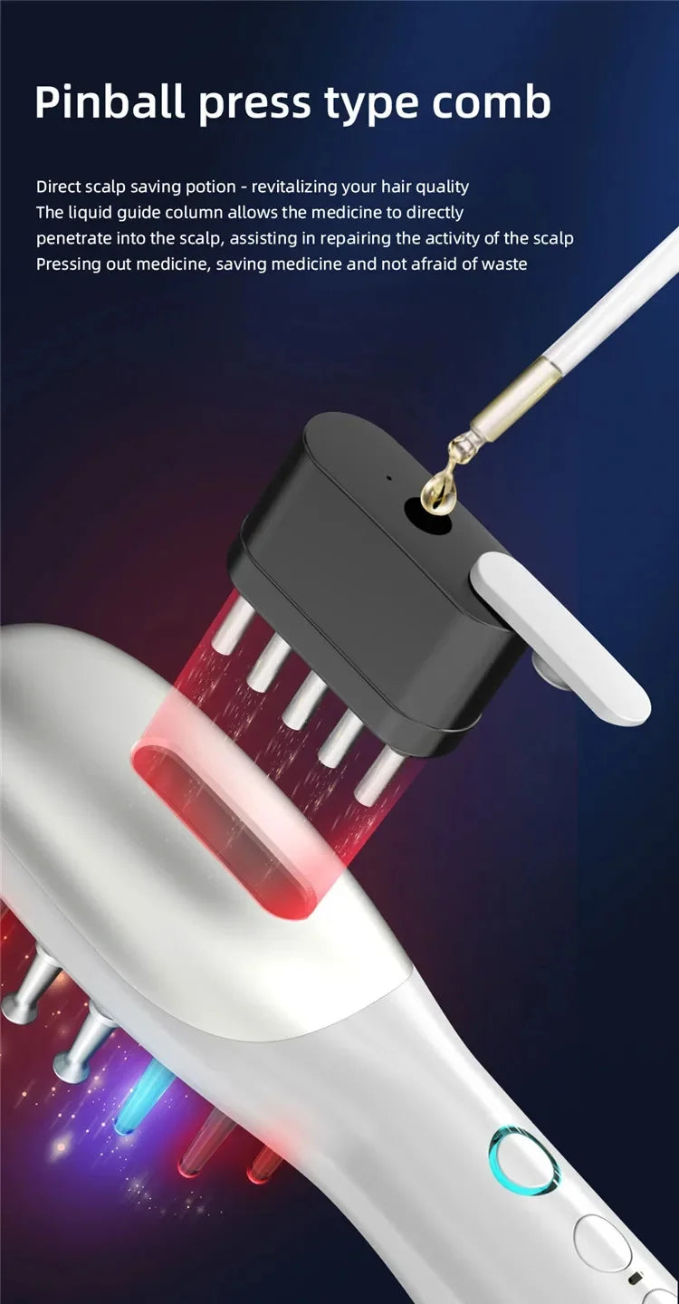 Electric EMS Scalp Massager Comb LED Light Hair Growth