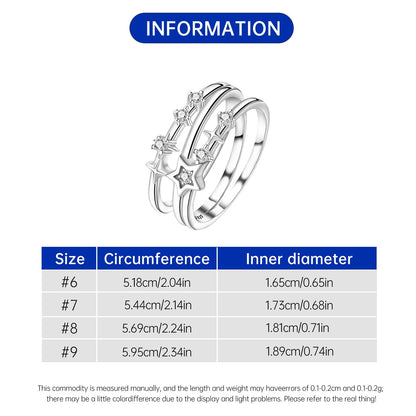 925 Sterling Silver Three-Ring Stackable Ring for Women
