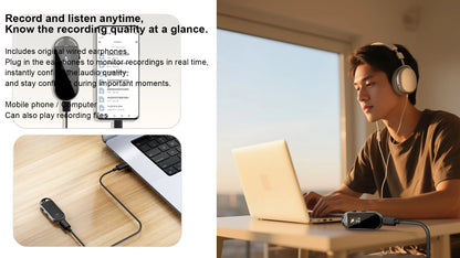 Mini AI Voice Recorder Pen, 30.6g, Magnetic Clip-on Design