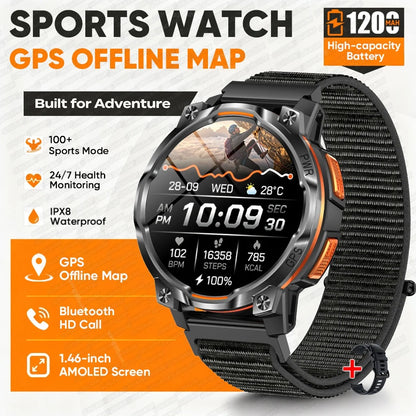 New GPS Map Smart Navigation Watch 1200mAh Battery