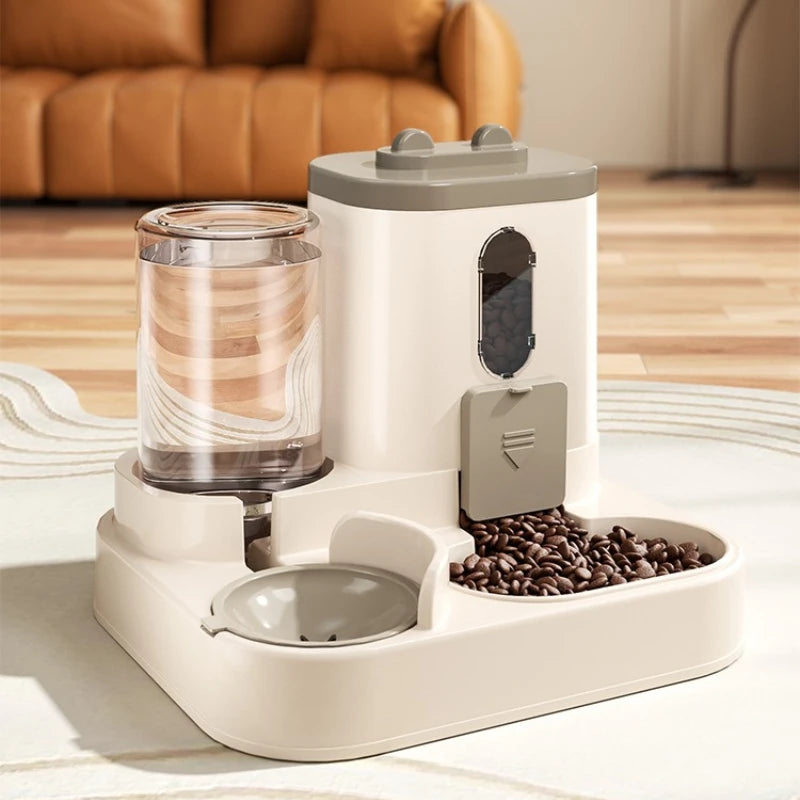 Cat Bowl Automatic Feeder with Spill Proof Design with Water Fountain