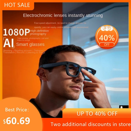 Smart Glasses AR AI Translation 4K Camera Bluetooth Call Touch Control