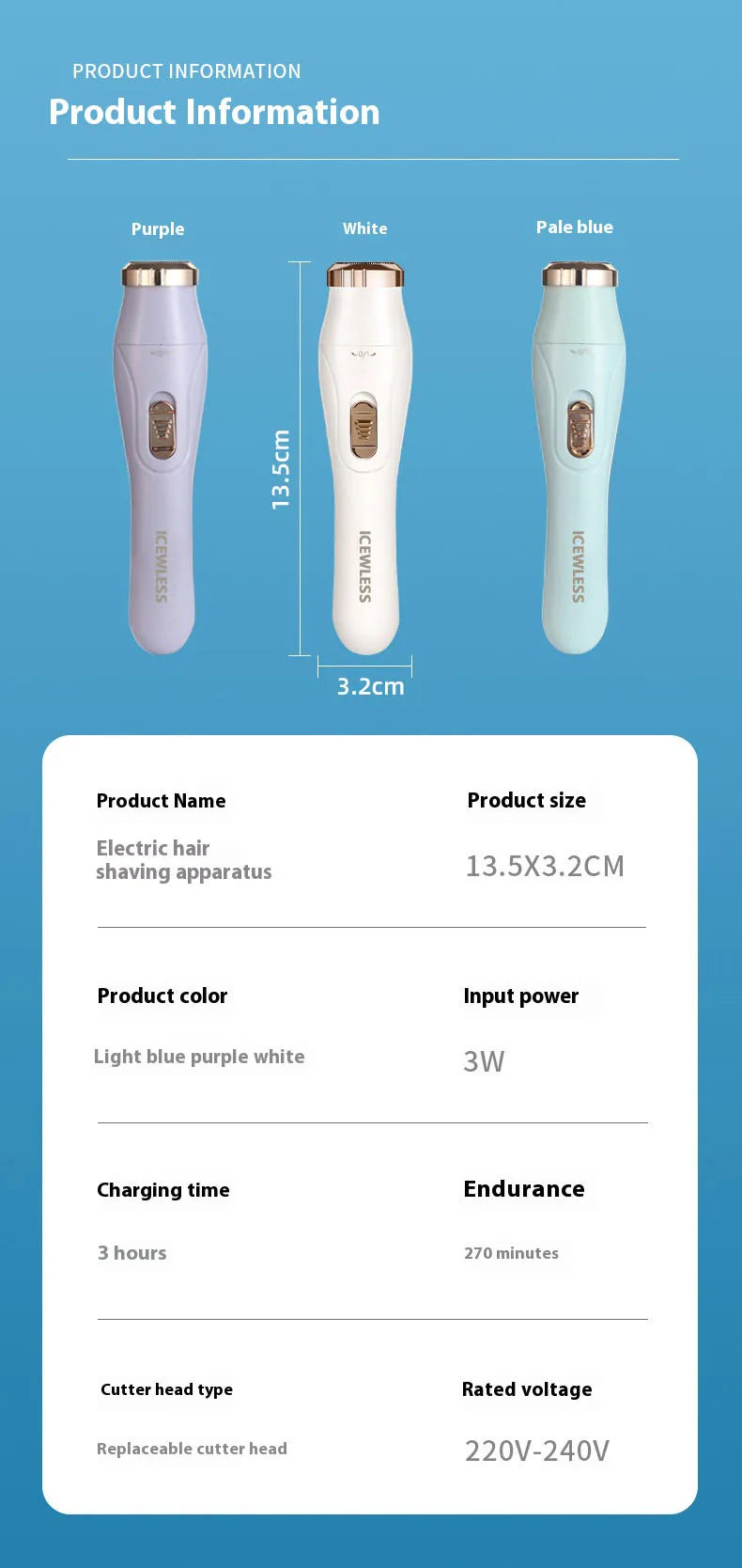 Electric Hair Trimmers for Women Waterproof Razor Painless