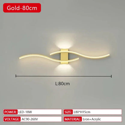 Long Strip LED Wall Lamp Modern Remote Control Dimming Living Roomdecor