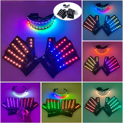 1set Luminous Glowing Glasses and Gloves Remote Control