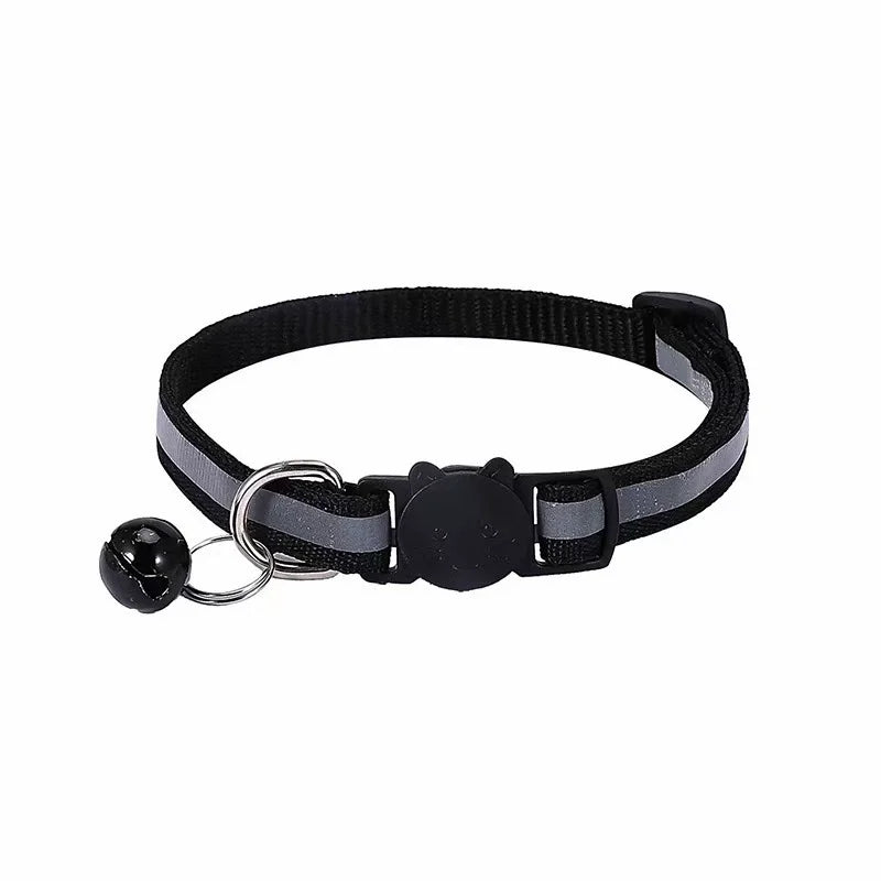 Cartoon Cat Head Reflective Pet Collar Colorful Bell