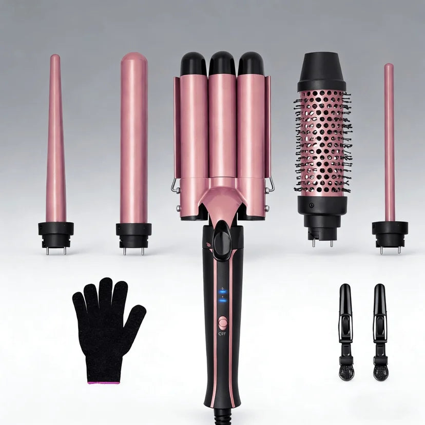 6-in-1 Hair Curler with 3 Barrel Hair Crimper