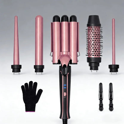 6-in-1 Hair Curler with 3 Barrel Hair Crimper