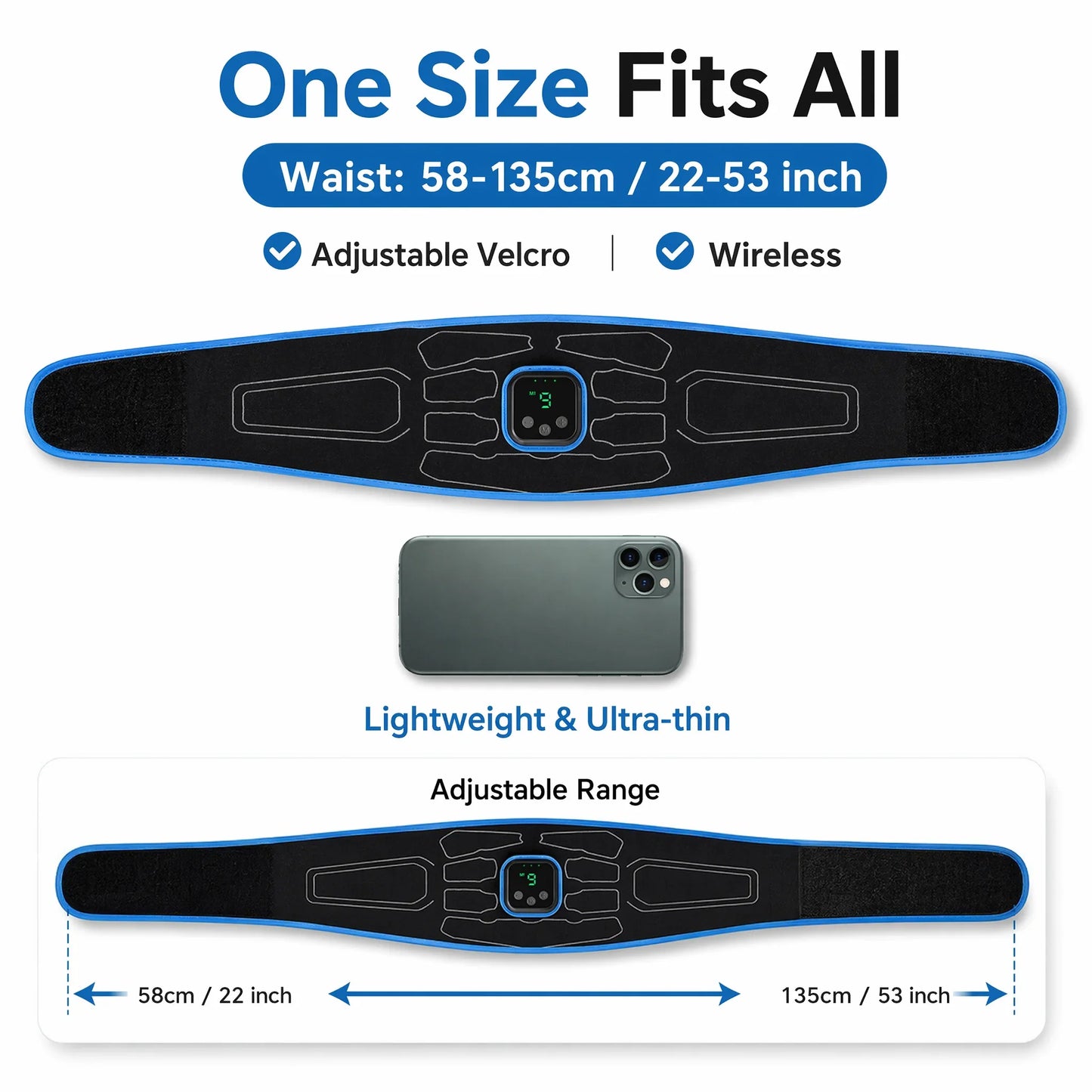 Smart EMS Abdominal Muscle Trainer Belt No Gel Needed