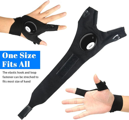 LED Half Finger Glove for Men Women Outdoor