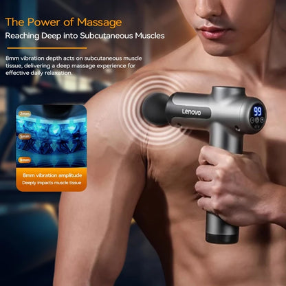 Lenovo Powerful Wireless Massager Gun 8 Massage Heads