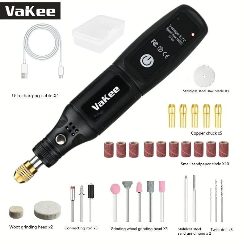Mini Electric Drill USB Rechargeable Cordless Engraving Pen