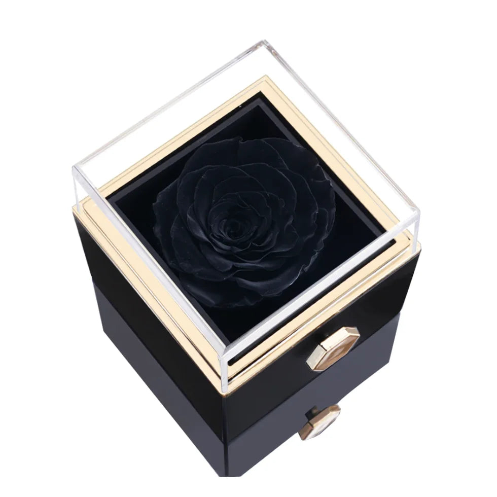 New Eternal Real Rose Rotating box Double Heart Custom