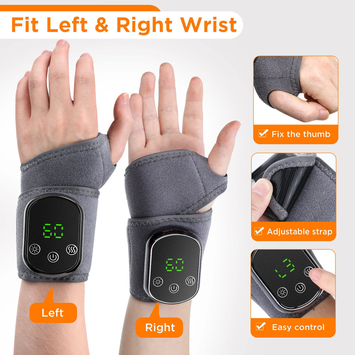 Cordless Wrist Brace with Heat Massager Wrap Rechargeable