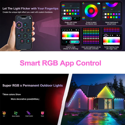 LED Permanent Outdoor Lights IP65 Waterproof RGBIC Eave Lights