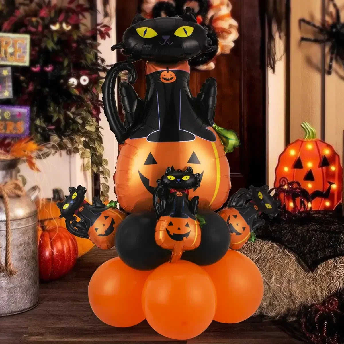 12/13pcs Happy Halloween Balloon Set With Black Orange Latex Globos Ghost Bat Pumpkin