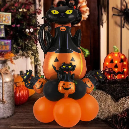 12/13pcs Happy Halloween Balloon Set With Black Orange Latex Globos Ghost Bat Pumpkin