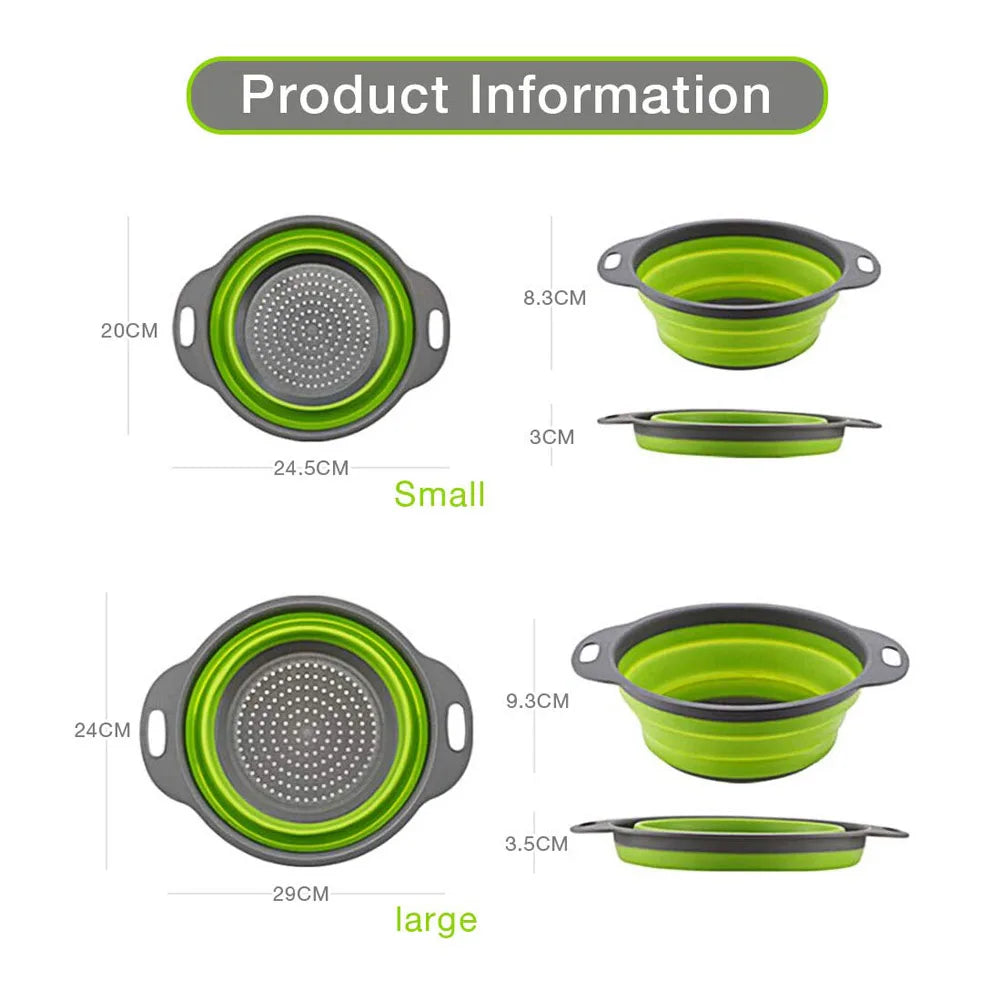 Silicone Folding Drain Basket Fruit Vegetable Washing Basket