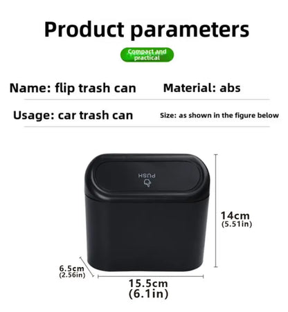 Car Trash Bin Kit Black Square Pressing With Lid