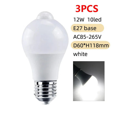 PIR Motion Sensor LED Light Bulb 12W E27 Smart Bulb