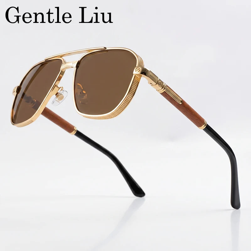 Square Punk Metal Frame Sunglasses Men Luxury Designer