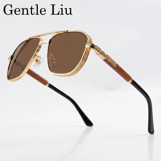 Square Punk Metal Frame Sunglasses Men Luxury Designer
