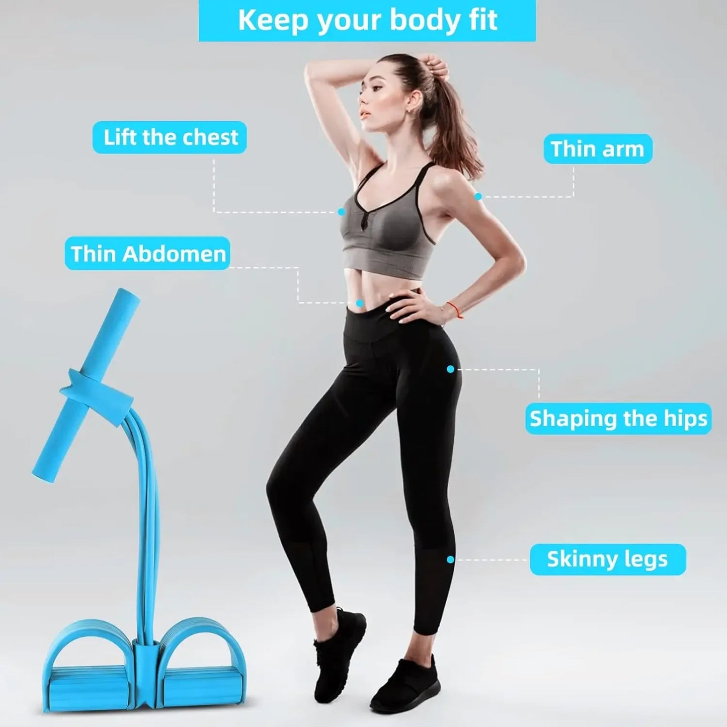 4-Level Resistance Band Tensioner with Non-Slip Handles