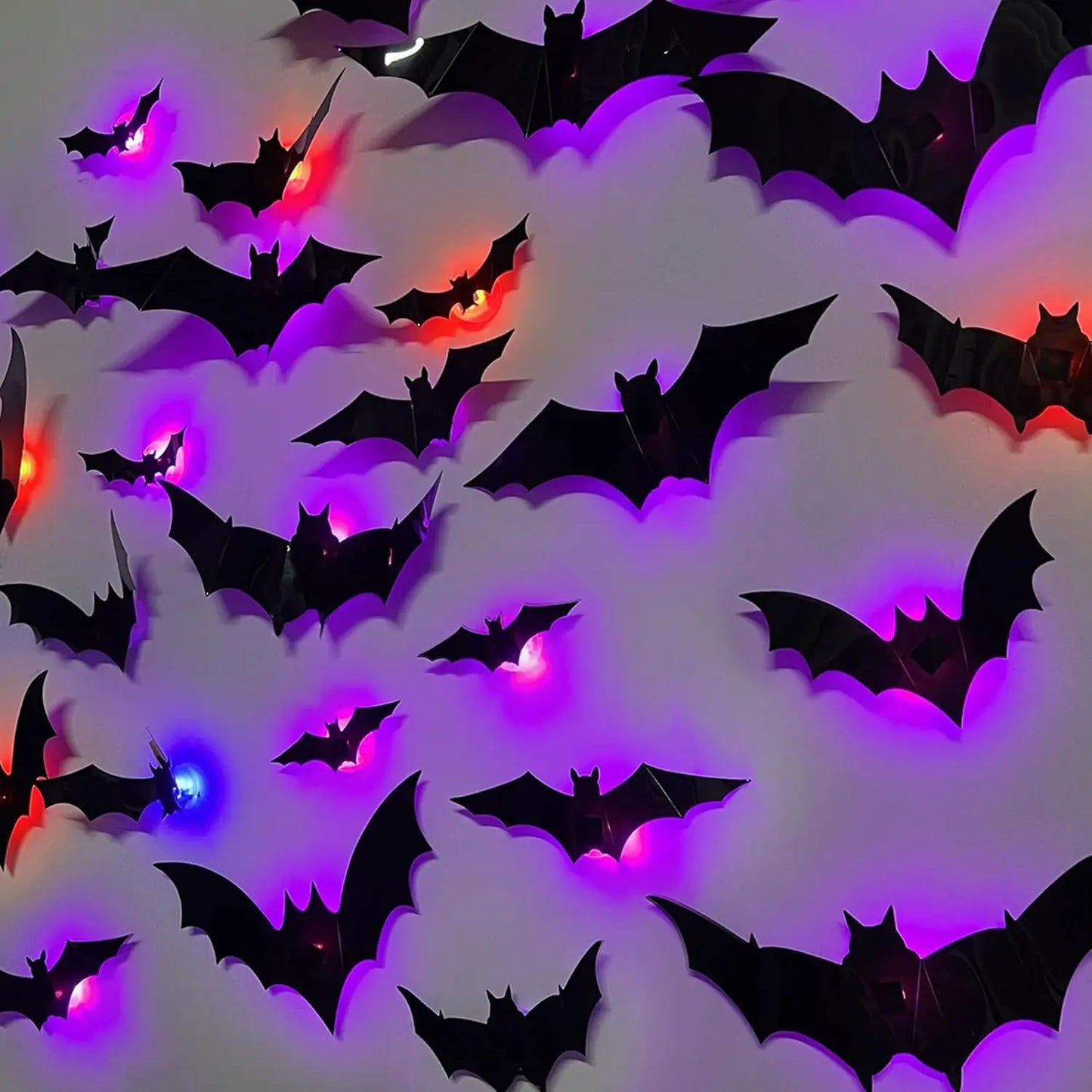 Halloween Bat/Spider Decor Night Light 3D Purple/Green Lights