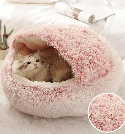 Soft Plush Pet Bed with Cover Round Cat Bed Mattress