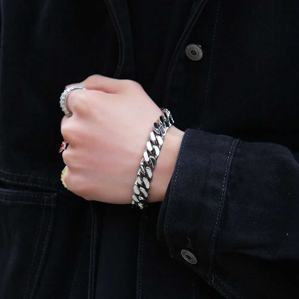 316 Stainless Steel Plated 18k Gold Fashion Hip Hop Bracelet