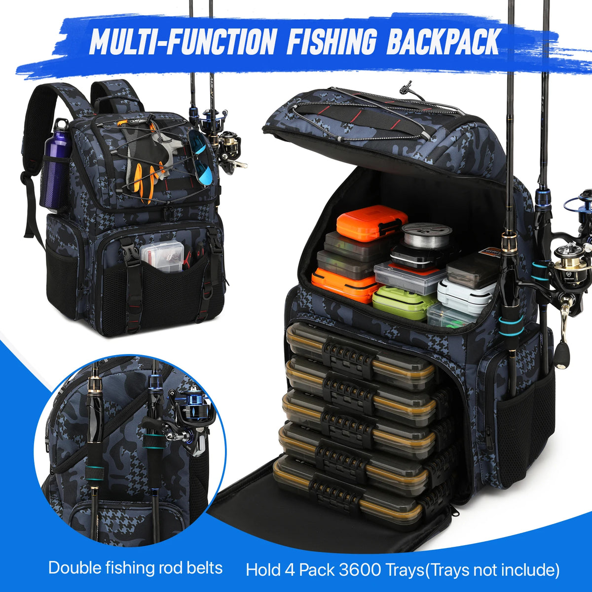 Fishing Backpack 45L Cooler Fishing Tackle Storage Bag