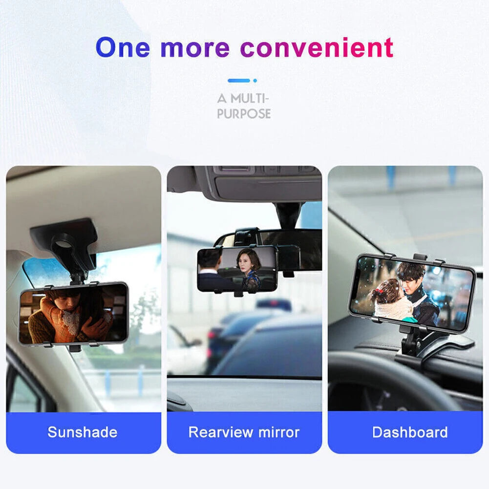 360° Rotatable Car Phone Mount - Multi-Function Clip-on Dashboard