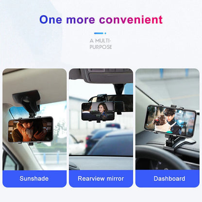 360° Rotatable Car Phone Mount - Multi-Function Clip-on Dashboard
