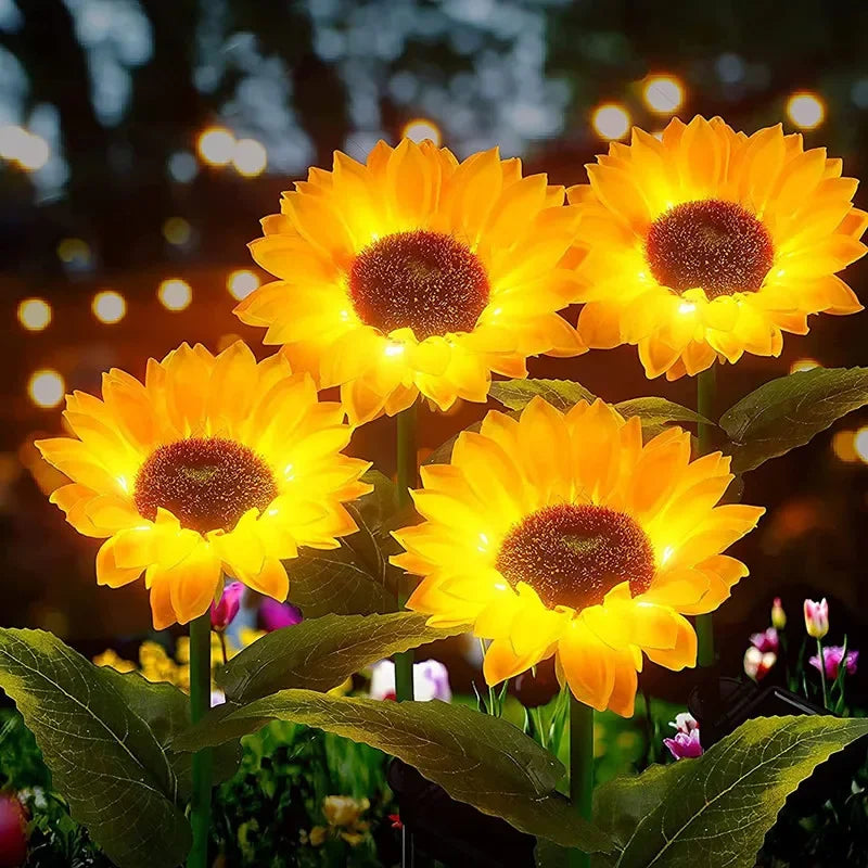 Solar Sunflower Lights 3 Heads 1 Head Garden Stake Outdoor