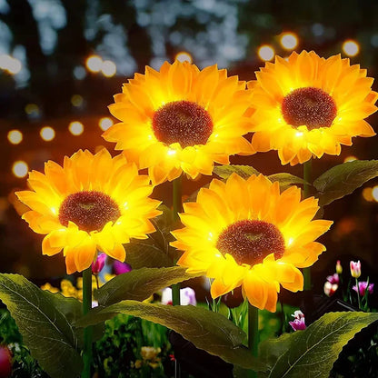 Solar Sunflower Lights 3 Heads 1 Head Garden Stake Outdoor
