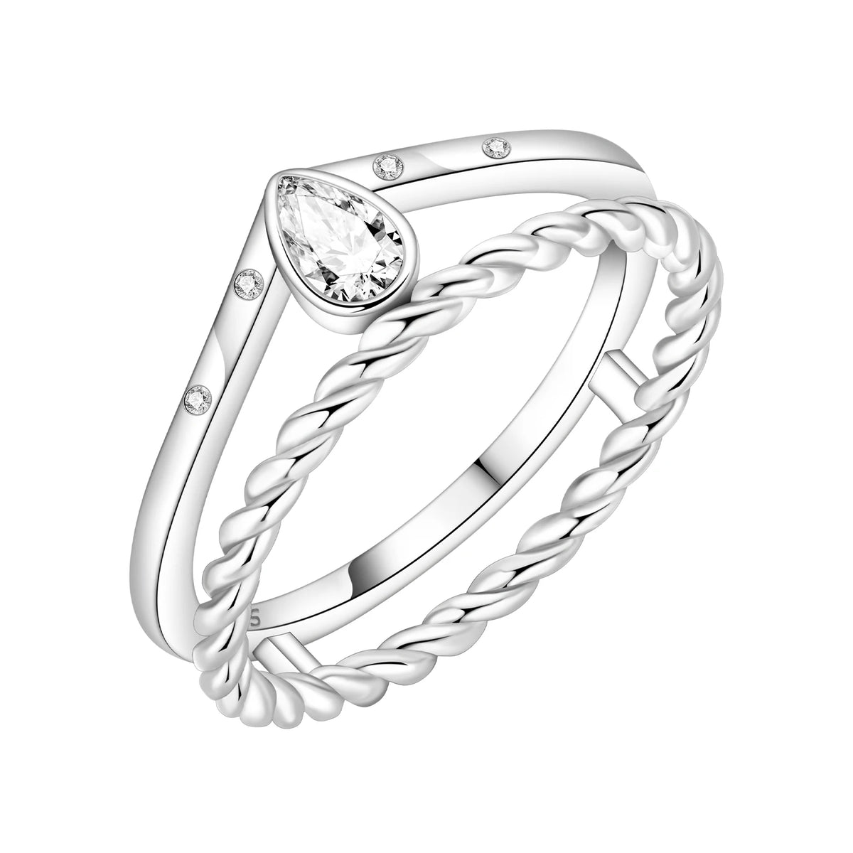925 Sterling Silver Three-Ring Stackable Ring for Women
