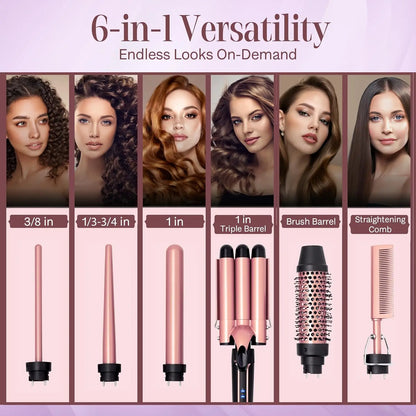 6-in-1 Hair Curler with 3 Barrel Hair Crimper