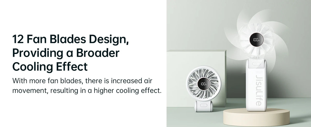 JISULIFE Portable Handheld Fan with LED Display