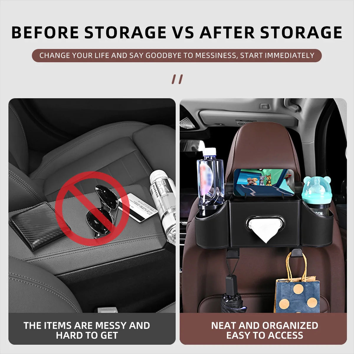 Car Seat Back Storage Box Multi-Functional Vehicle Mounted
