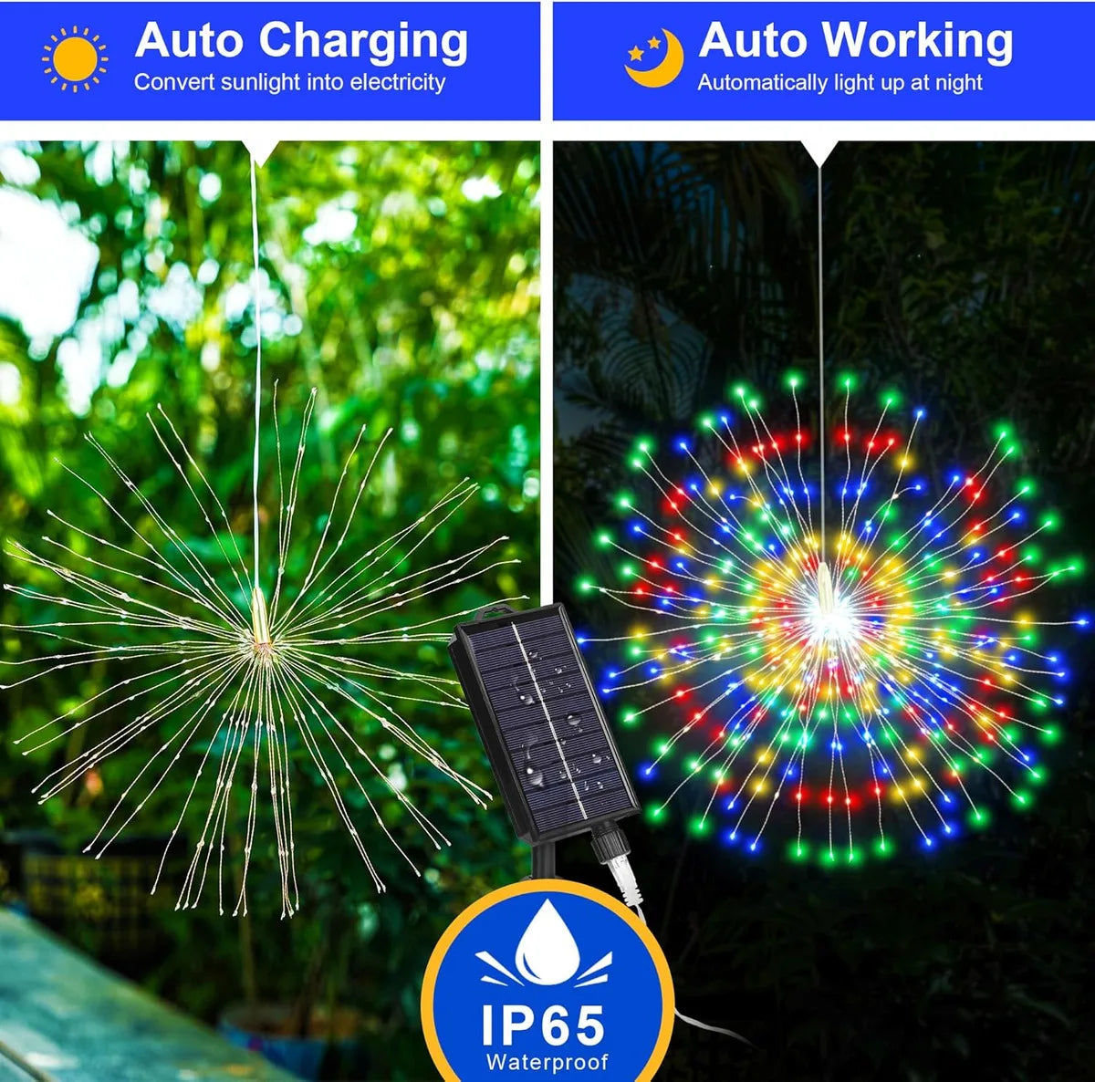 Solar Hanging Solar Outdoor Fireworks Light Solar 450 LED Starburst Ball