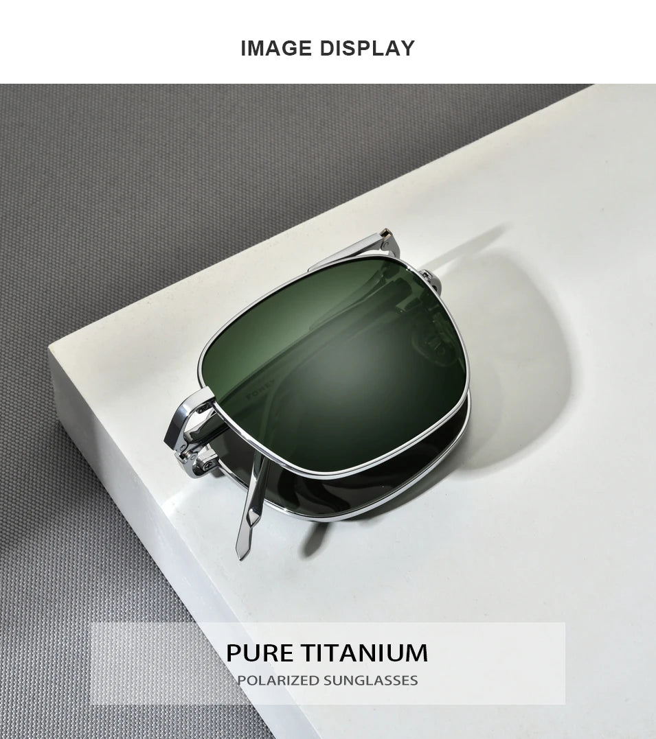 FONEX Pure Titanium Polarized Sunglasses Men Folding