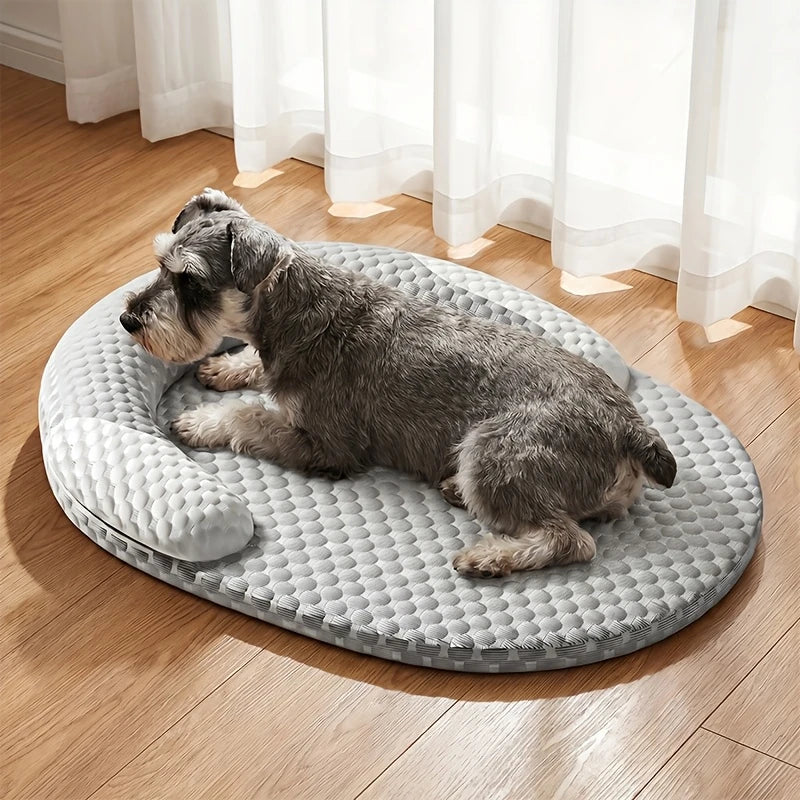 Summer Ice Silk Cooling Dog Bed Oval Breathable Heat Dissipation