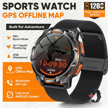 New GPS Map Smart Navigation Watch 1200mAh Battery