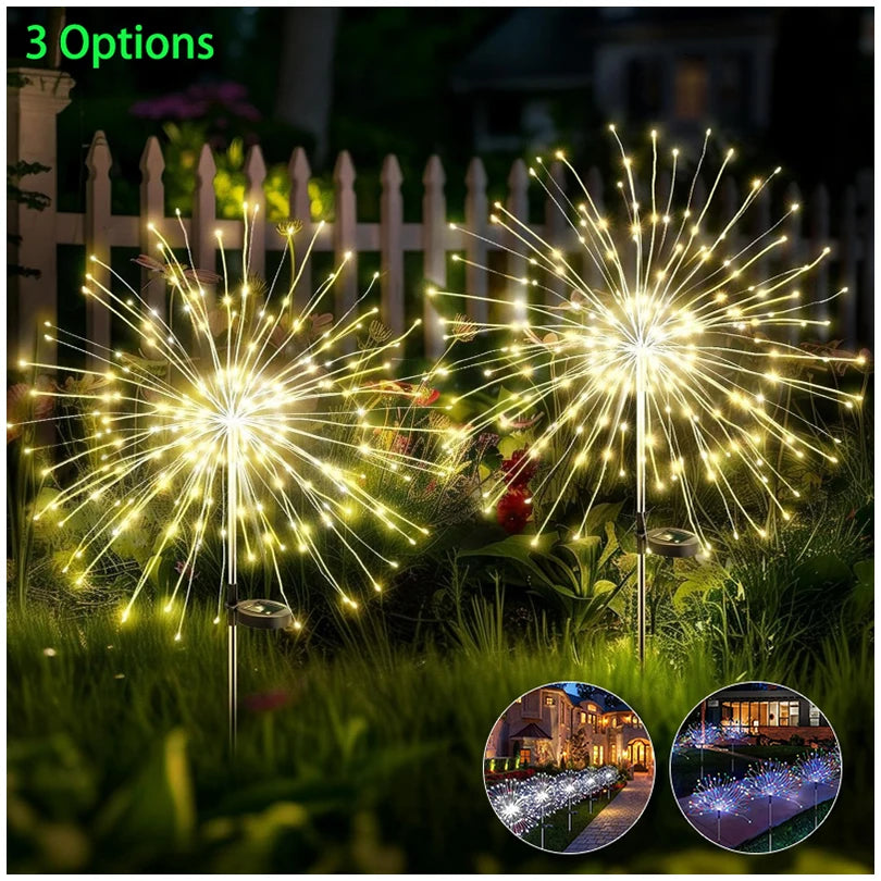 Solar Lights Outdoor Decorative Copper Wire 200 LED Firework