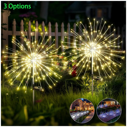 Solar Lights Outdoor Decorative Copper Wire 200 LED Firework