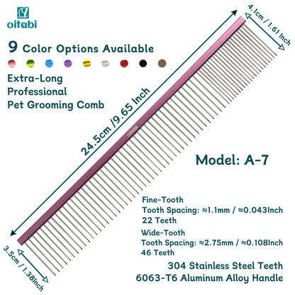 Extra-Long Pet Grooming Comb Professional Sparse & Dense