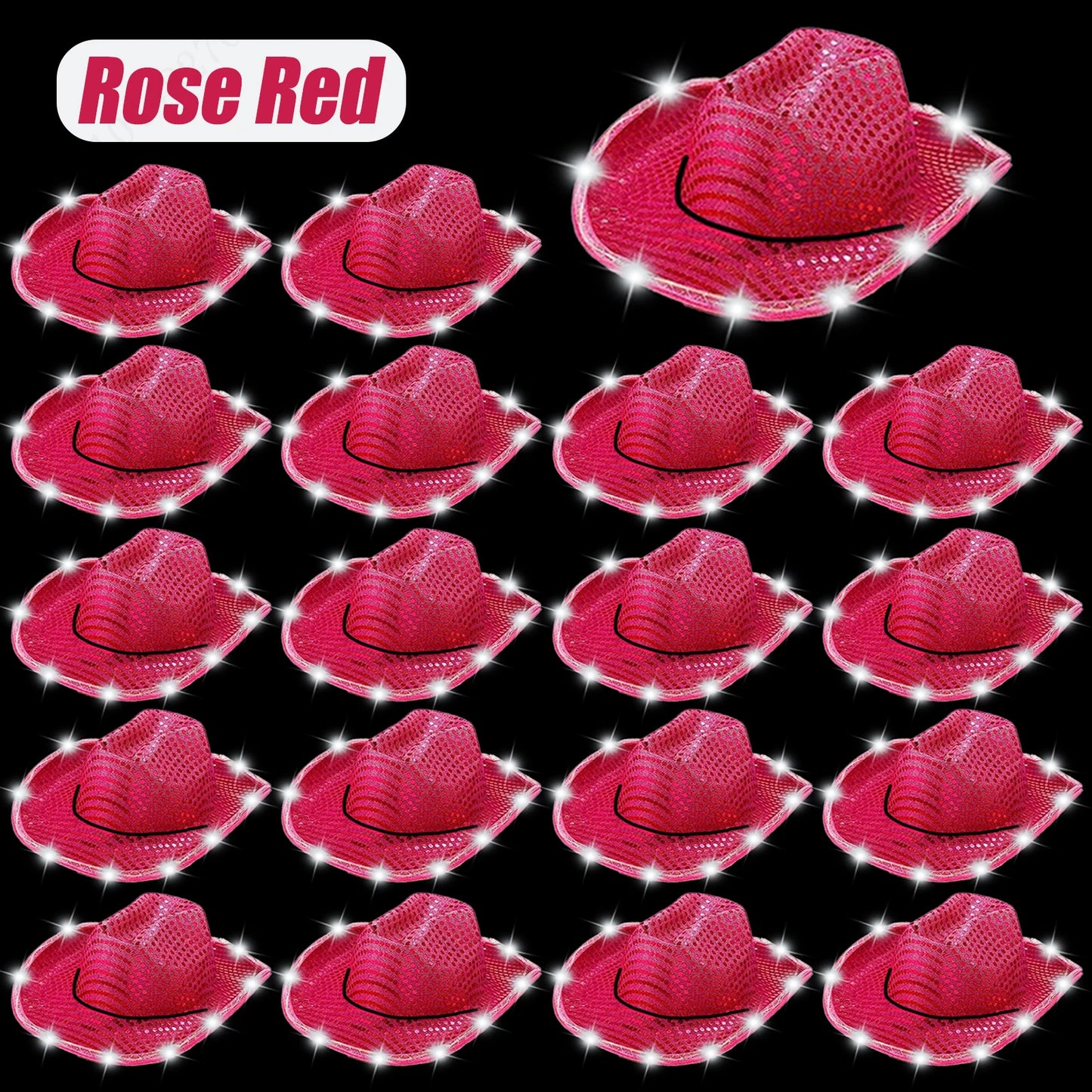 LED Cowboy Hats Bulk for Wedding Lighting up Party Hats