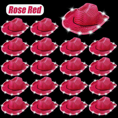 LED Cowboy Hats Bulk for Wedding Lighting up Party Hats