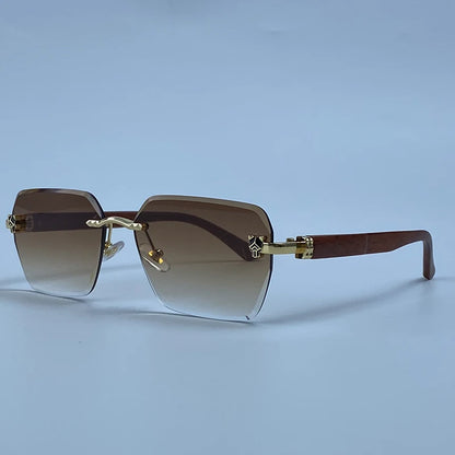 Square Rimless Photochromic Sunglasses Men Vintage