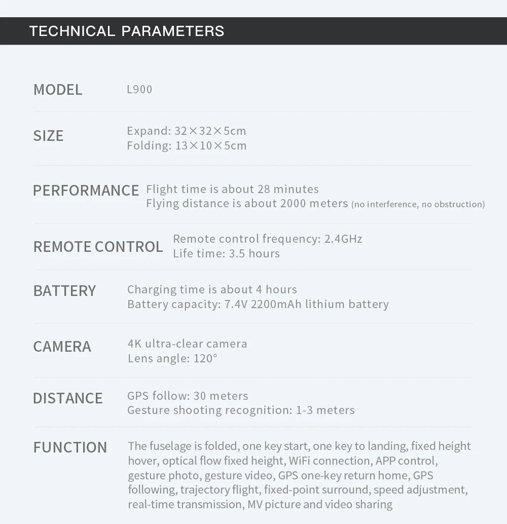 L900 Pro SE MAX GPS Drone 4K Professional Dual HD Camera